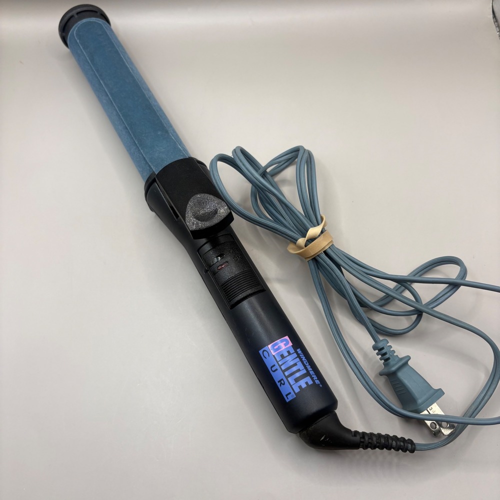 VTG Windmere Gentle Curl Iron 1.5" GC-1 Blue Black Velvet Flocked Fabric Barrel
